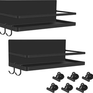 Magnetic Spice Rack Organizer with 4 Removable Hooks & 6 Magnetic Clips